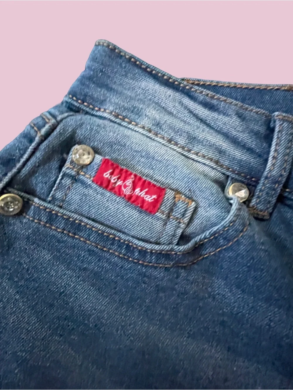 Baby Phat Blue Denim Wide-Leg Jeans with Gold Script• - Picture 7 of 8